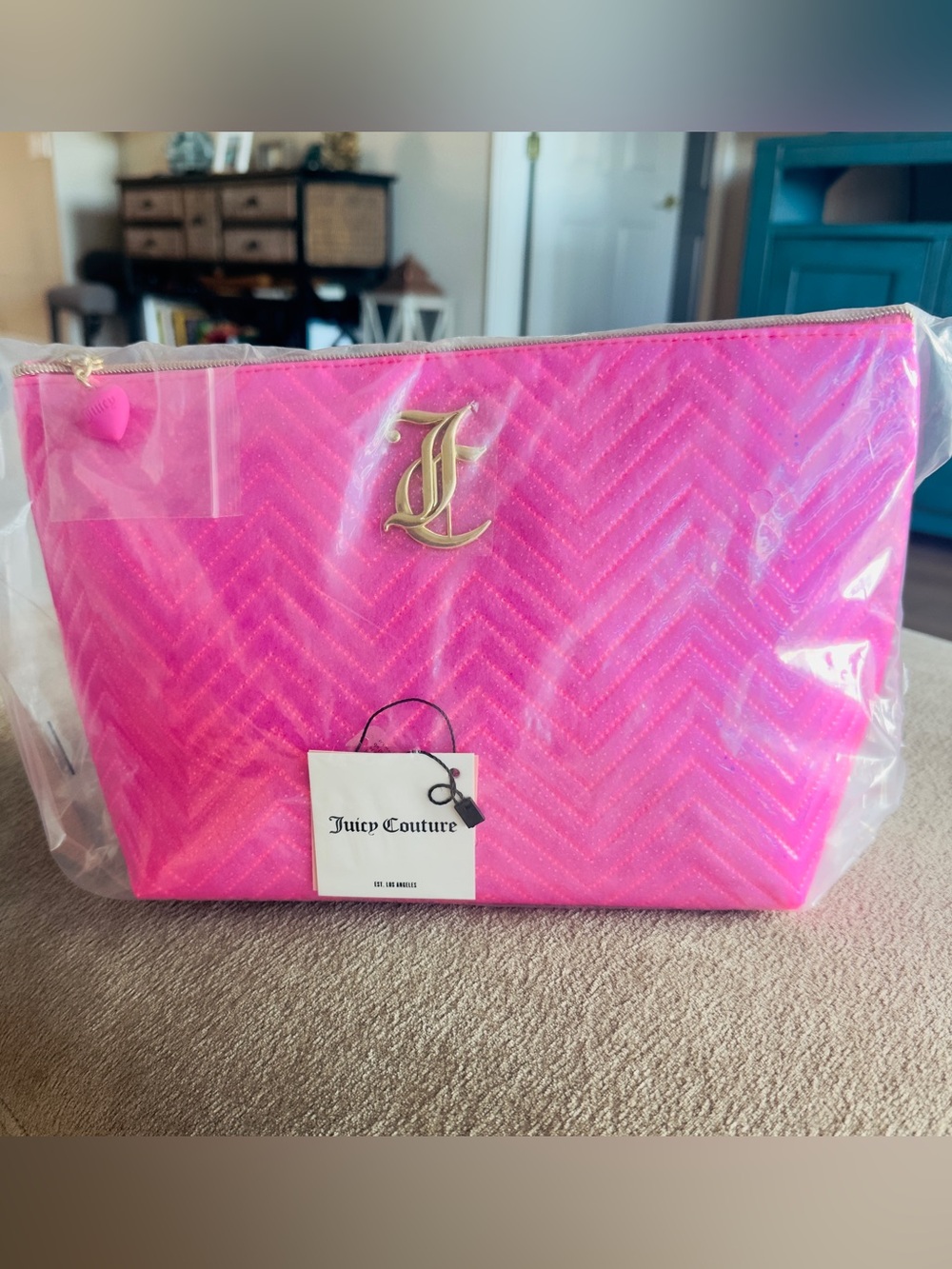 Juicy Couture Glitter Pink Cosmetic/Travel Pouch